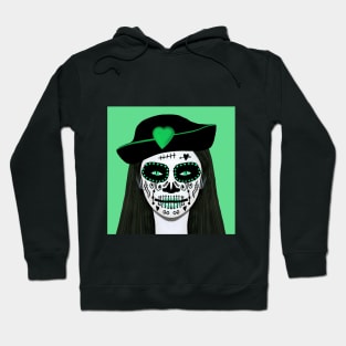 Day of the dead woman with green Hoodie